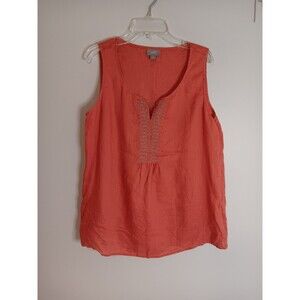 J Jill Linen Pullover Blouse Tunic Top Coral Color Boho Sz Small